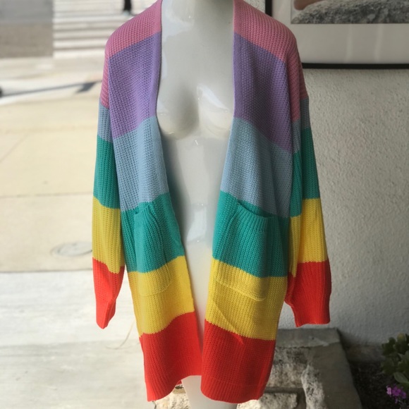 New for Spring Rainbow Striped Cotton Cardigan - Picture 4 of 6
